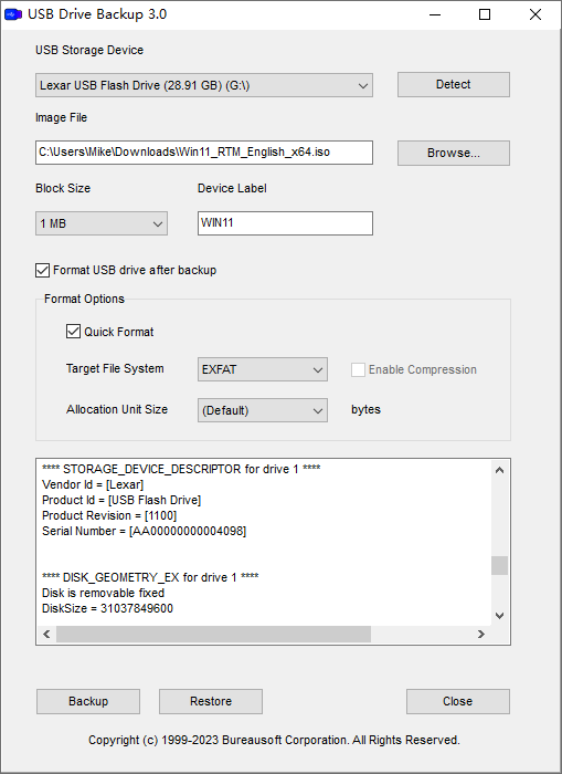 USB Drive Backup and Restore