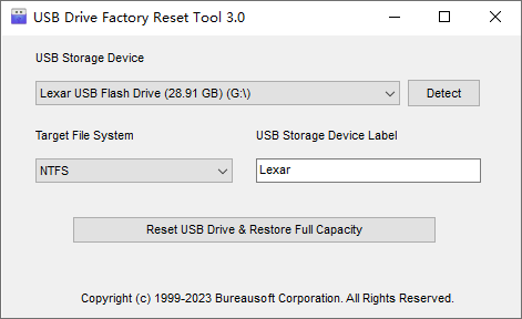 Click to view USB Drive Factory Reset Tool 3.0 screenshot