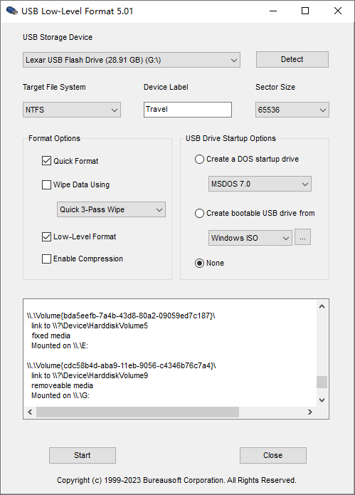 USB Low-Level Format screenshot