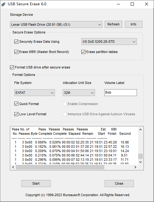 USB Secure Erase and Restore
