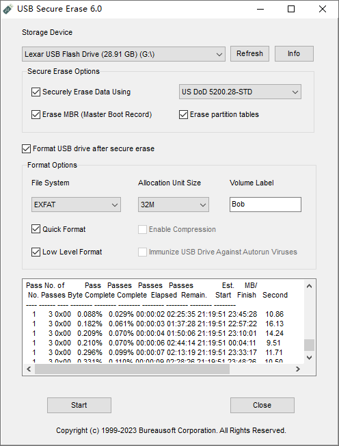 USB Secure Erase screenshot